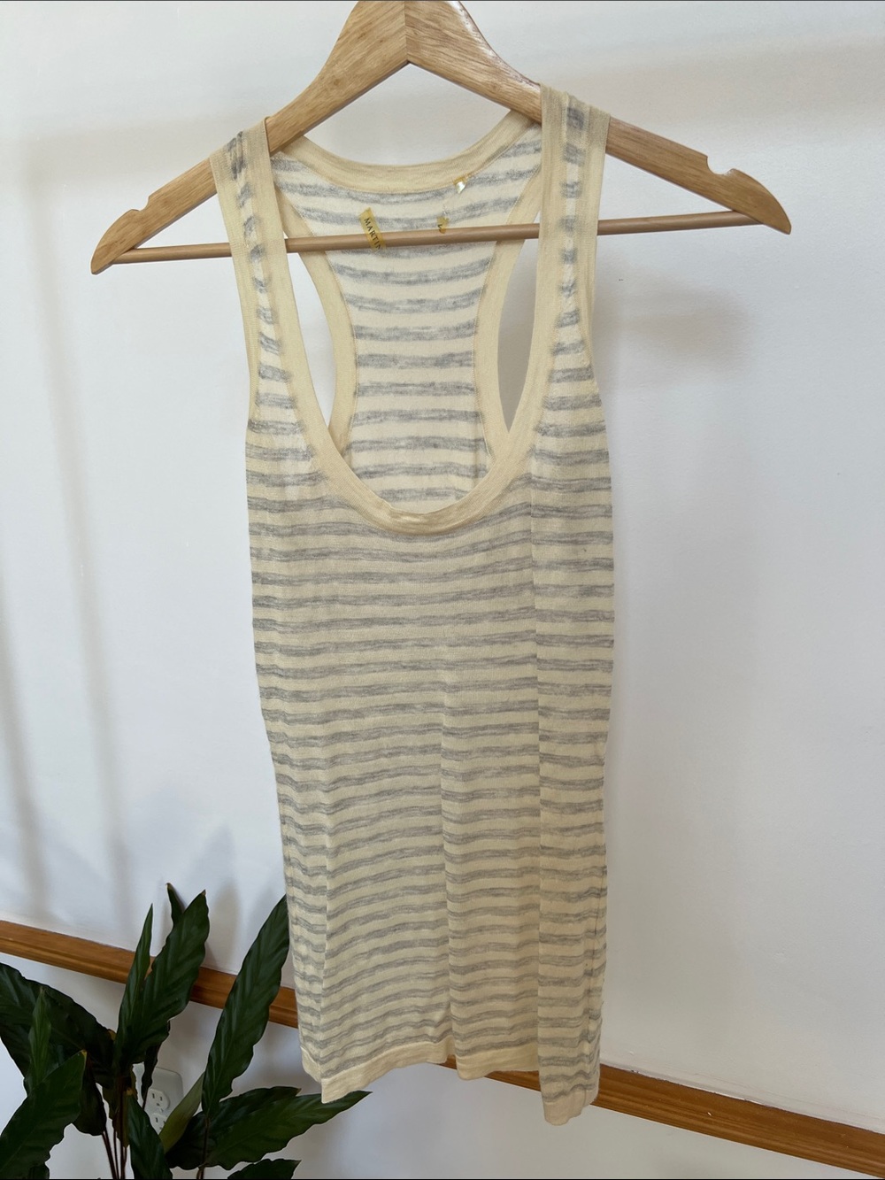 Martin & Osa Sheer Stripe CashmereTank - Cream & Light Gray
